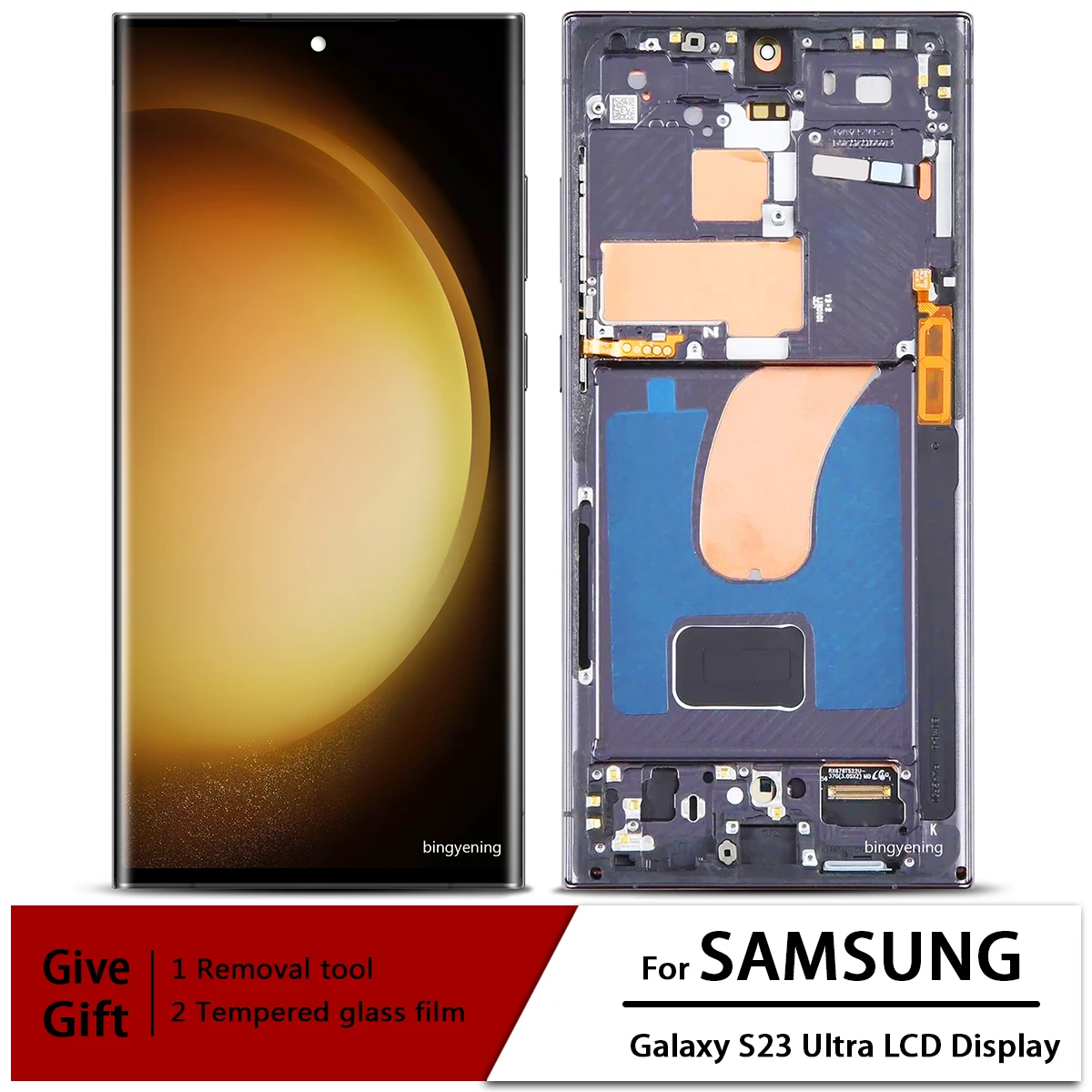 

Super AMOLED For Samsung S23 Ultra Display Touch Screen Digitizer For Galaxy S23 Ultra 5G S918 S918B S918U With Frame