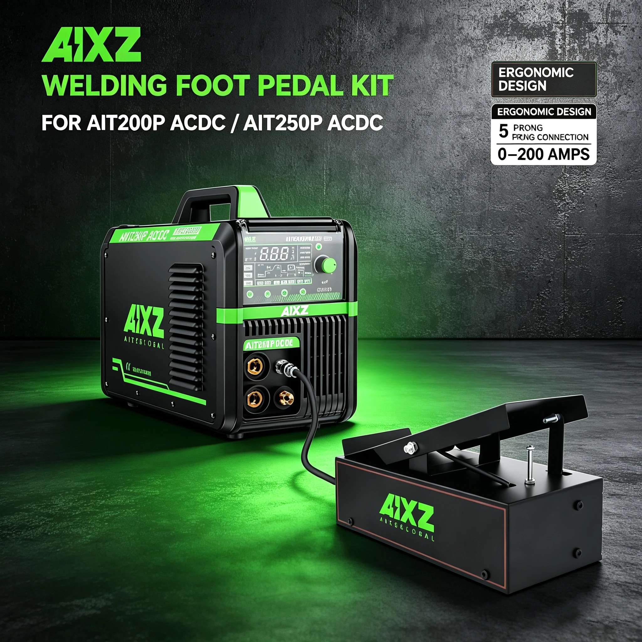 AIXZ TIG Welding Foot Pedal Current Control Foot Pedal Compatible with AIXZ AIT200P AIT250P AC DC TIG Welder Ergonomic Metal Foot Control Pedal for Aluminum Welding Machine