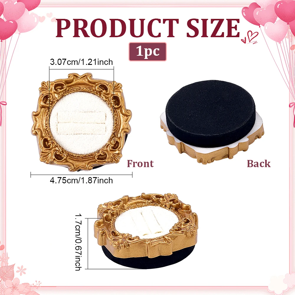 Mini Vintage Engagement Ring Holder Gold with White Velvet Mat Inside 1.87x0.67inch 1 Slot Vintage Rings Display Stand Single
