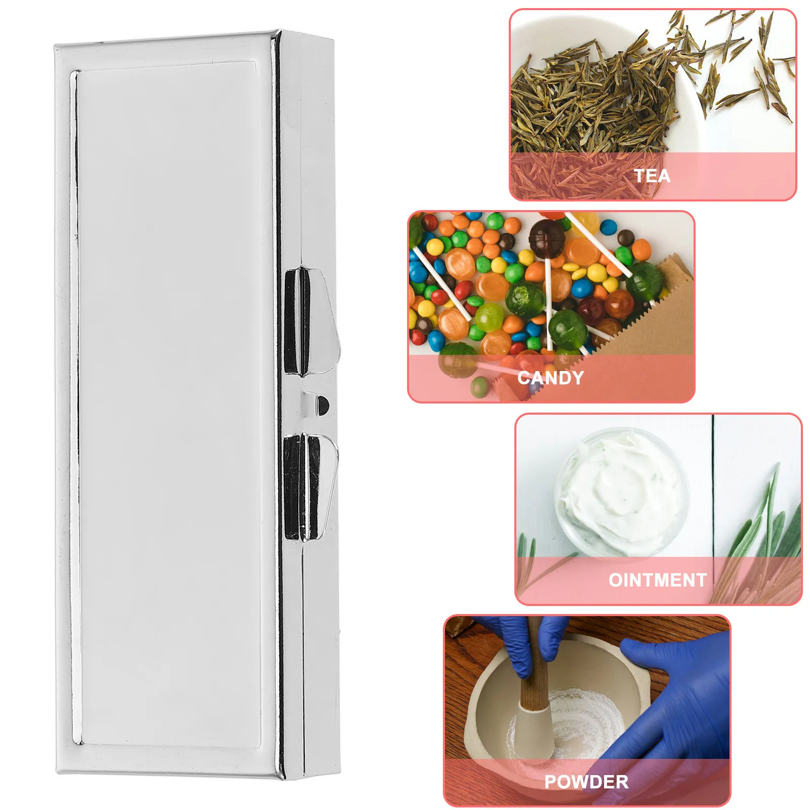 Stainless Steel 6-Section Pill Box Portable Medicine Organizer Compact Keychain Case for Travel Emergency Storage
