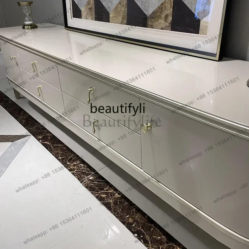 D06American Light Luxury Solid Wood TV Cabinet Living Room Modern & Minimalism High-Grade Gray Small Apartment