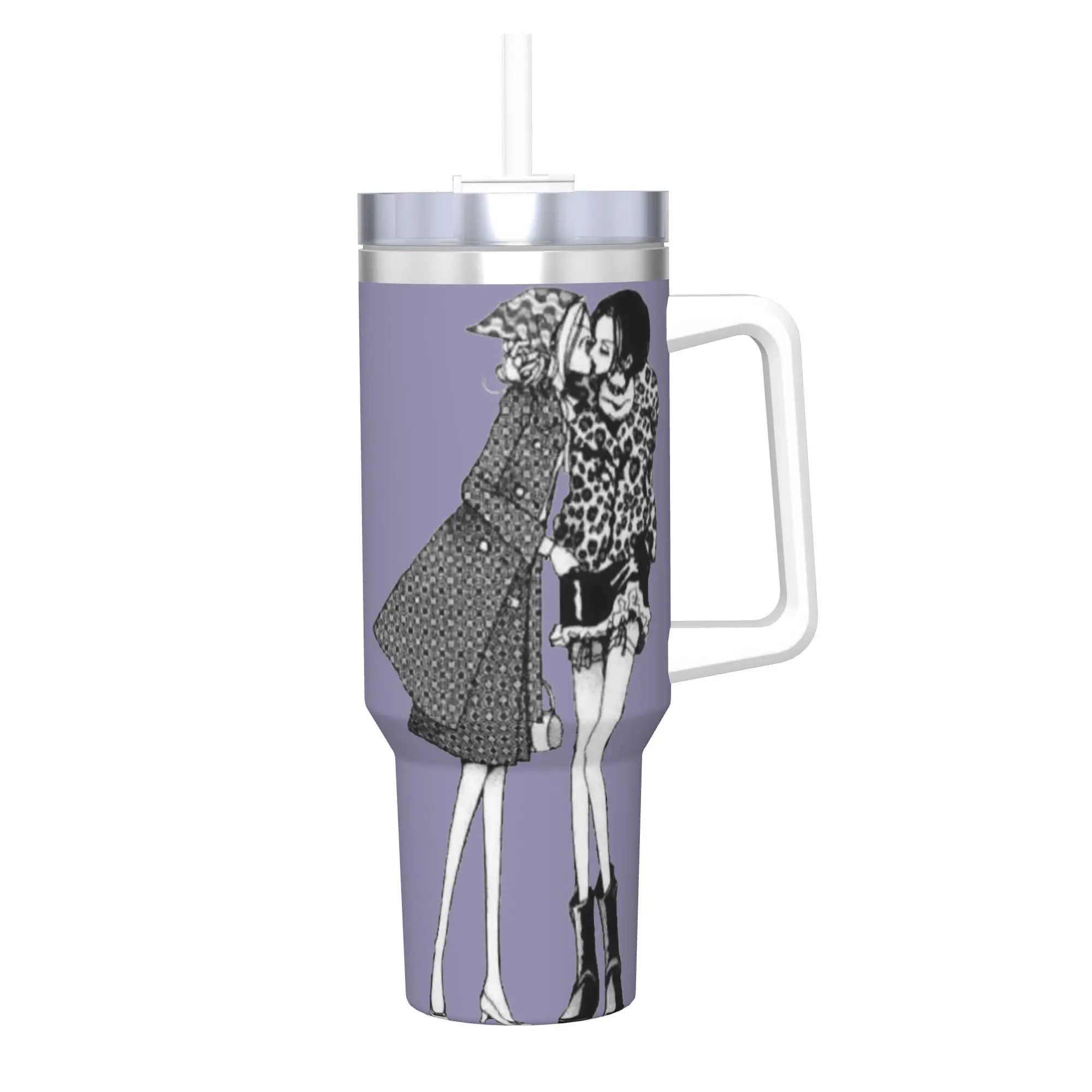 

Stainless Steel Tumbler NANA Osaki and Nana Komatsu Kiss Thermal Mug Leakproof Cold and Hot Car Mugs Beach Water Bottle