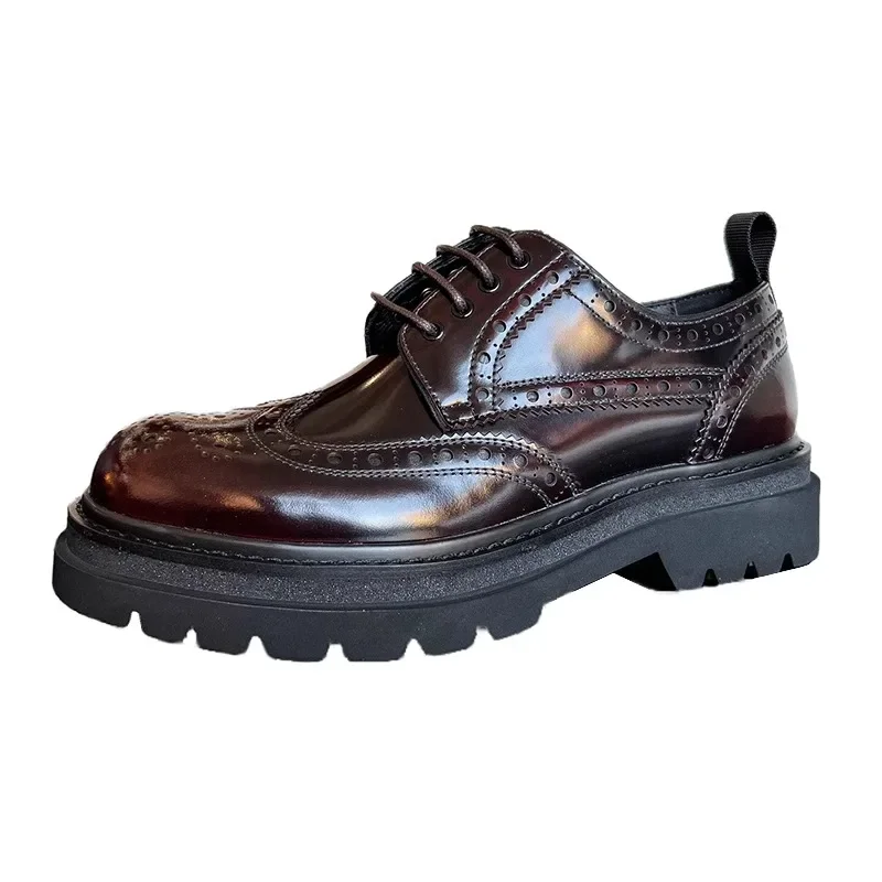 Chaussures derby en cuir véritable pour hommes, design de luxe, chaussures provoqué d'affaires décontractées, mode britannique haut de gamme, bureau, mariage