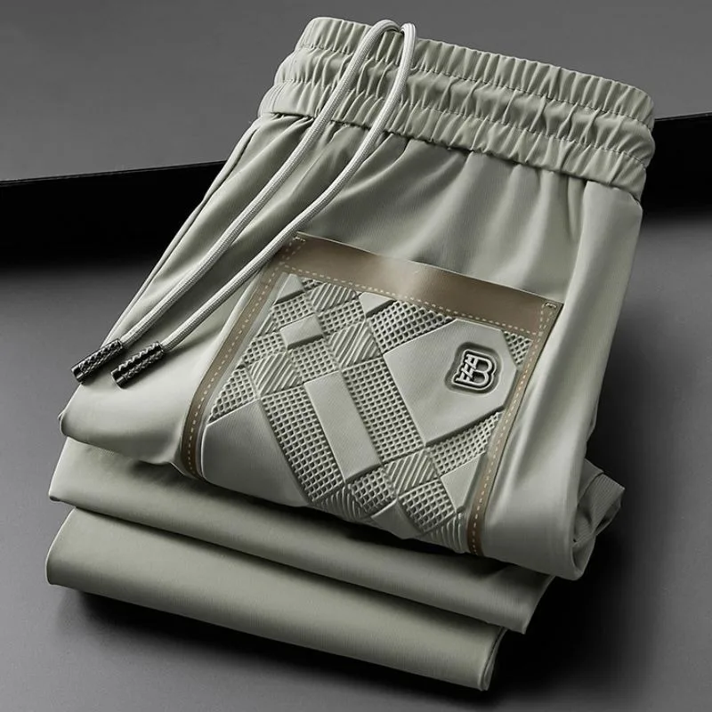 Men's Clothing Summer high quality Y2K Ice Silk Casual Sports Pants Loose Handsome Straight Pants