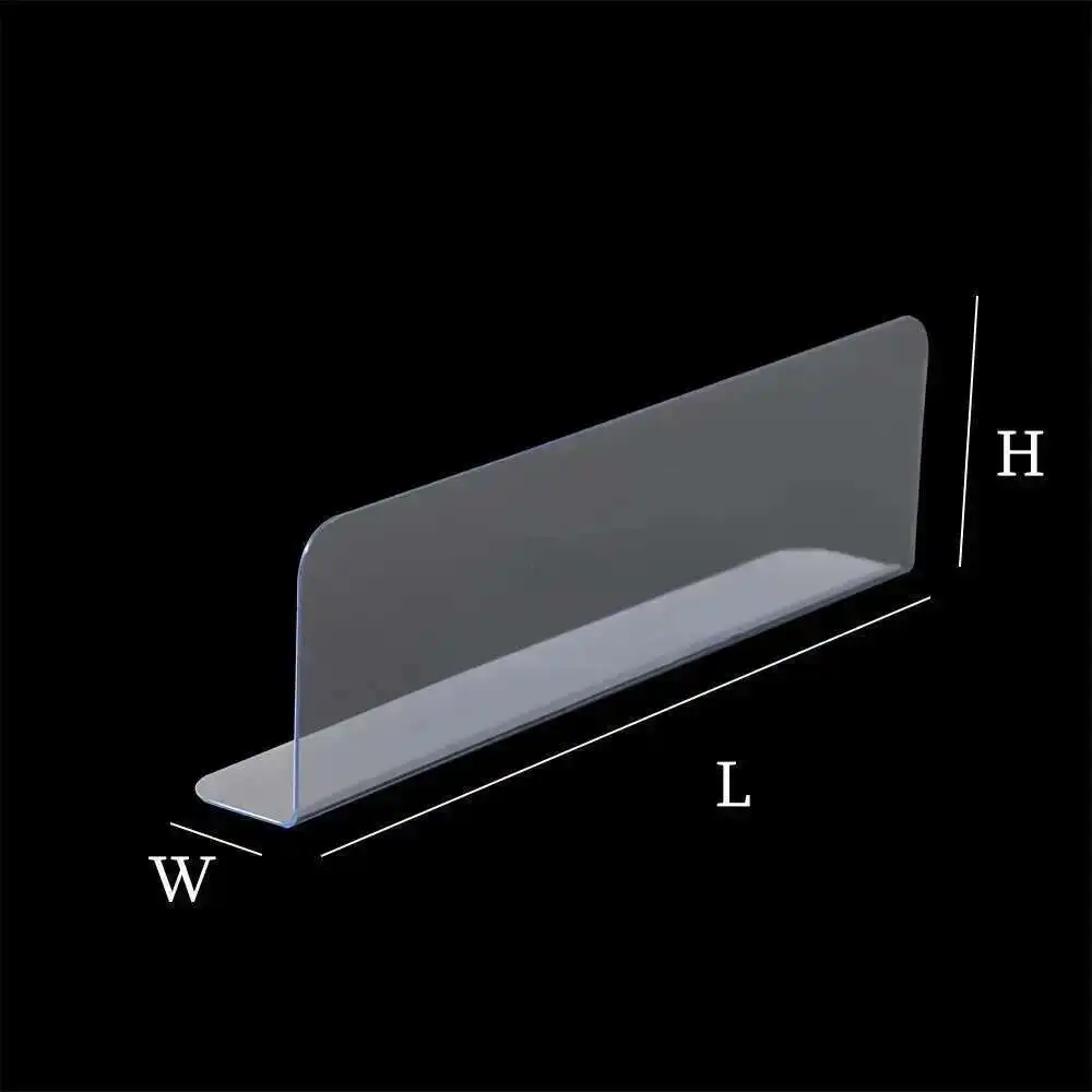 

10pcs Plastic Pvc Shelf Rack Display Dividers Side Splitter Clear Thick 0.8mm For Retail Stores Commodity Arrange Storage