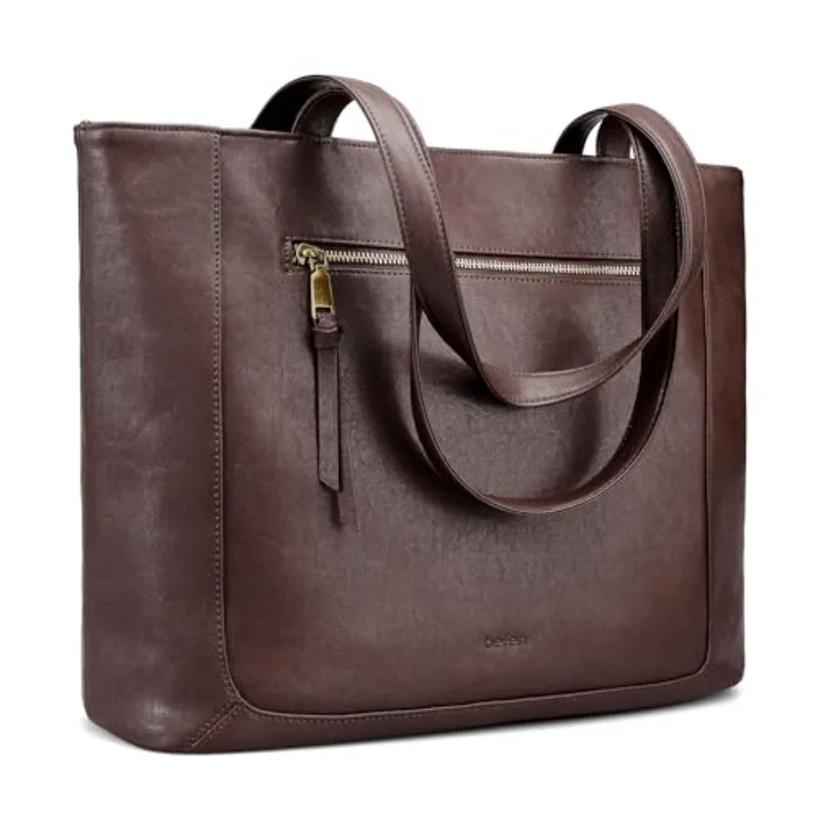 

Genuine Leather Tote Bag for Women Large Work Tote Bag with Zipper Leather Purse and Handbags with 15.6 Compartment