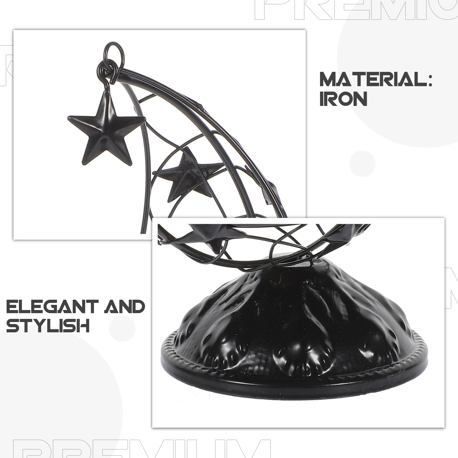 

Metal Moon Holder Hollow Design Desktop Decor For Tea Light Candlestick Table Centerpiece Iron Ornament