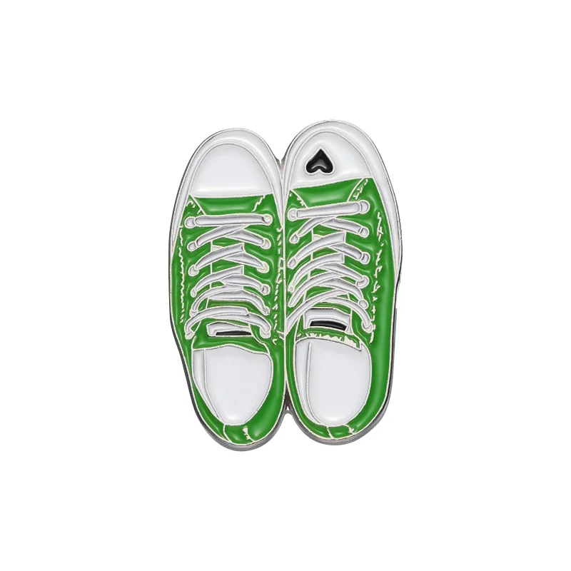 Green Canvas Shoe Enamel Pin Brooch Badge Backpack Lapel Clothes Cartoon Women Custom Sweater Gift Friends Accessories Jewelry
