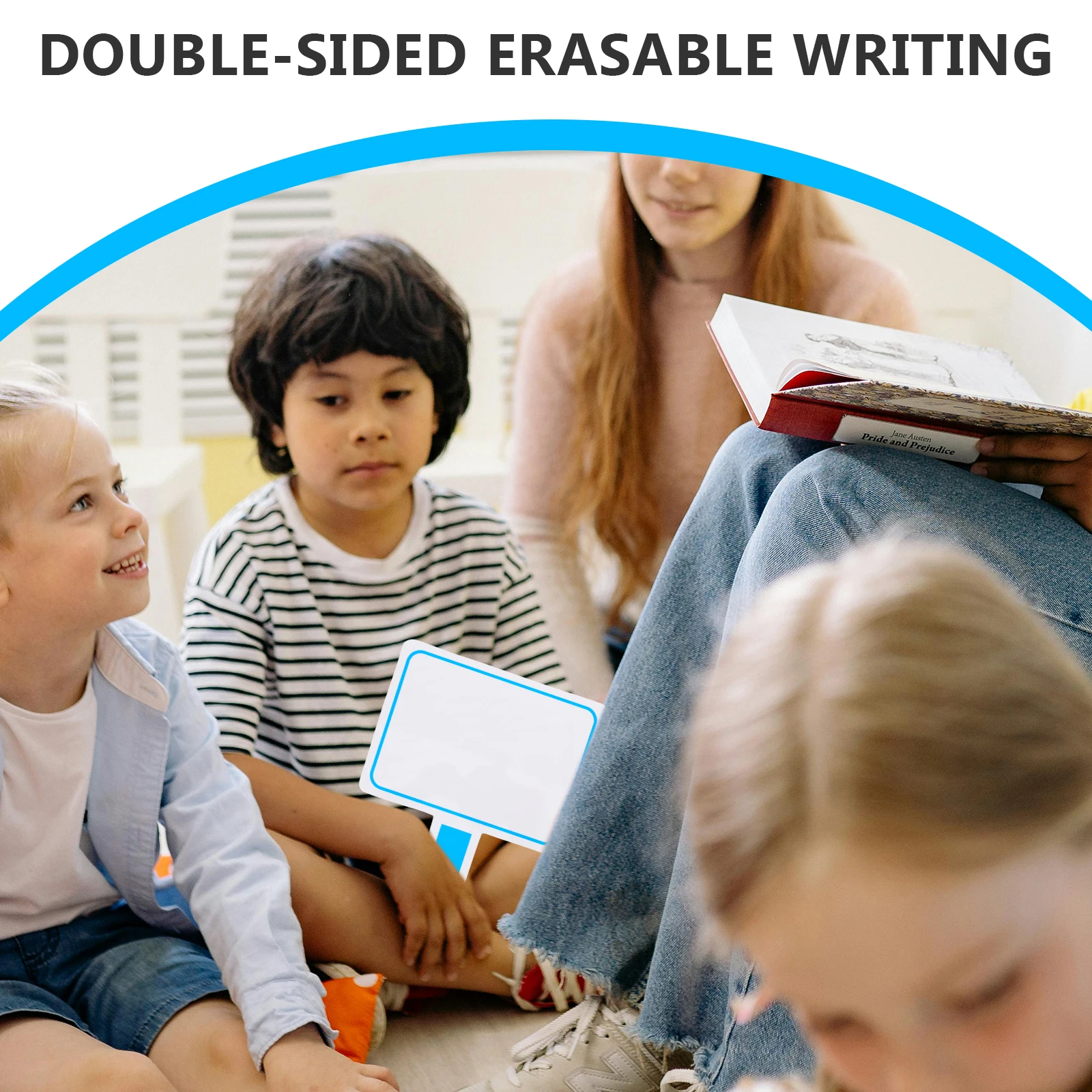 سبورة بيضاء محمولة على الوجهين، مجداف صغير جاف للتصويت في الفصول الدراسية، إجابات الطلاب للتعلم التفاعلي المحمول PVC #4