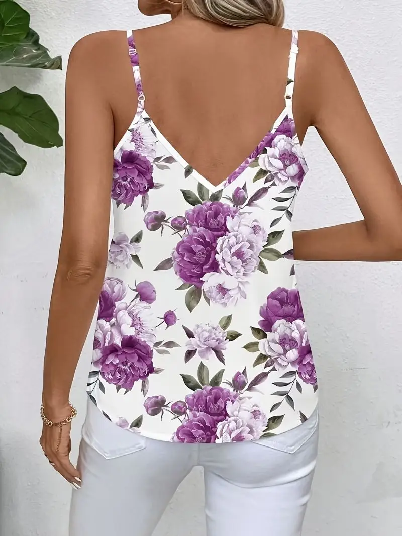 V-neck slim shoulder strap camisole with loose drape for slimming effect, suitable for daily wear both inside and outside