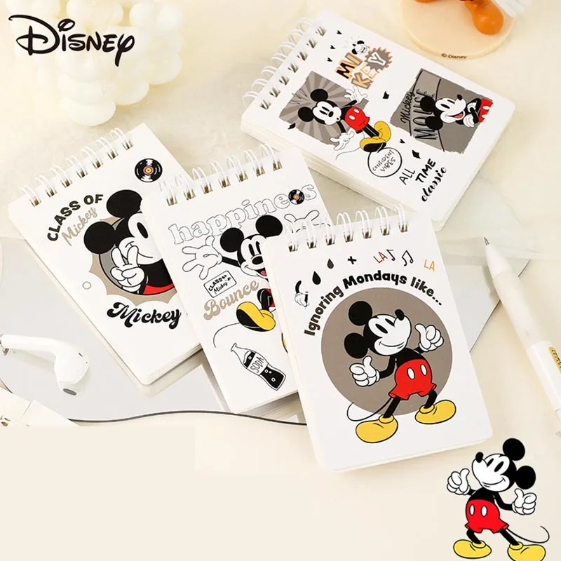 4pcs/lot Kawaii Disney Mickey Memo Pad Sticky Note Cute Coil Notebook Stationery Label Notepad Post Office School Supplies