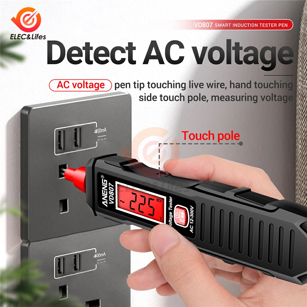 

VD807 Smart Induction Tester Pen AC 12-300V Voltage Tester NCV Sensor Wire Detector 50/60Hz Professional Electrician Tool
