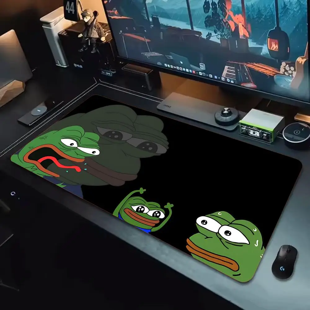 P-Pepe Frog SAD FROG Mouse Pad Tapetes de Mesa Teclado, Borracha Kawai, Tapete de Mesa Antiderrapante, XXL90x40cm
