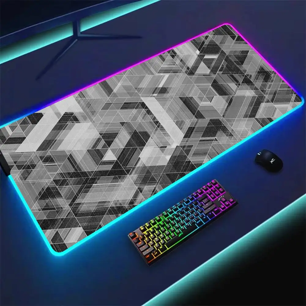 

RGB светодиодный черный и серый абстрактный удлиненный коврик для мыши Gaming Speed Keyboard Pads XL Настольный коврик Офисный коврик для мыши Tapis De Souris