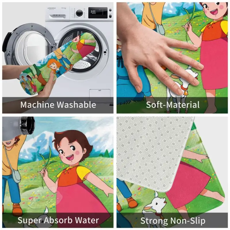 Custom Heidi Peter And Grandpa Doormat Anti-Slip Entrance Bathroom Kitchen Floor Door Mats Garage Rug Carpet Footpad