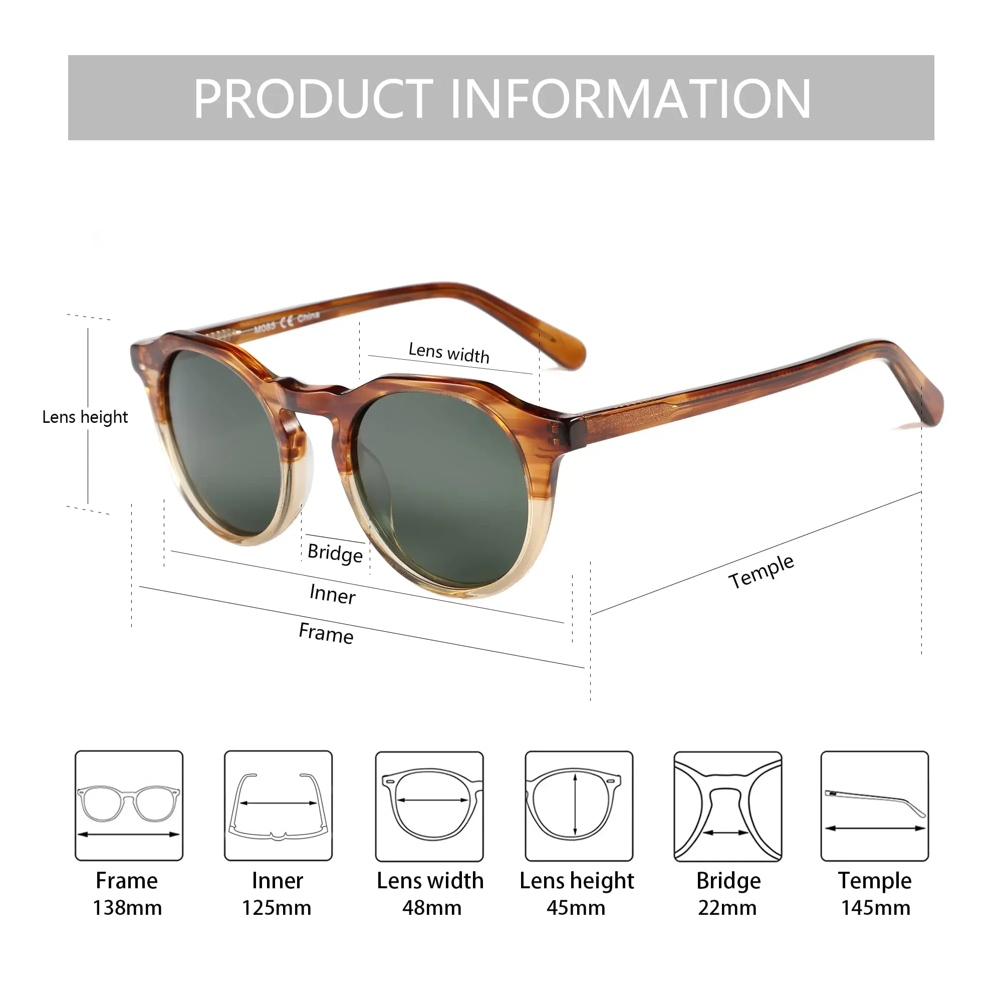 نظارات شمسية مستقطبة للحماية من الأشعة فوق البنفسجية 400 من BLUEMOKY، مستديرة كلاسيكية من الأسيتات للرجال والنساء، اتجاه ممتاز شعبي