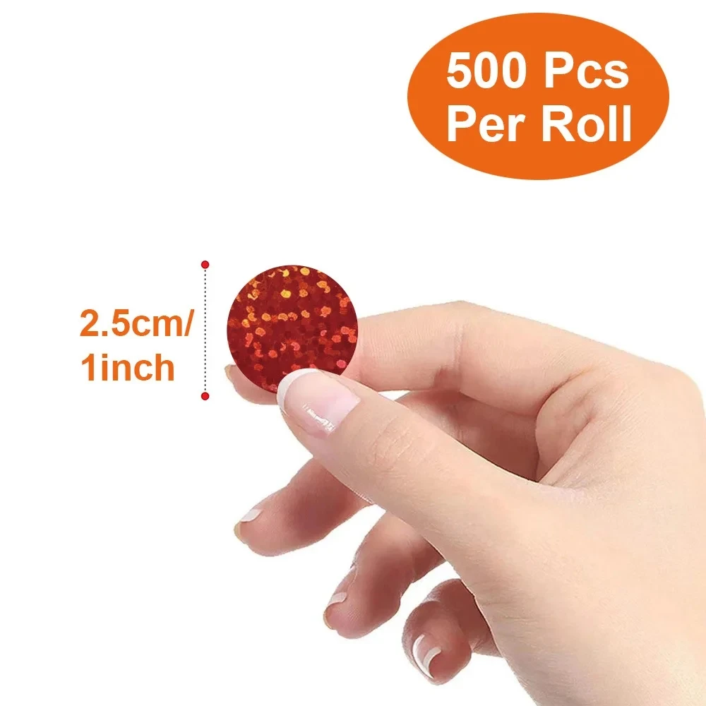 500pcs Sparkling Round Stickers 1inch Foil Star Heart Decorative Kids Sticker for Reward Supply Valentine\'s Day Envelopes Party