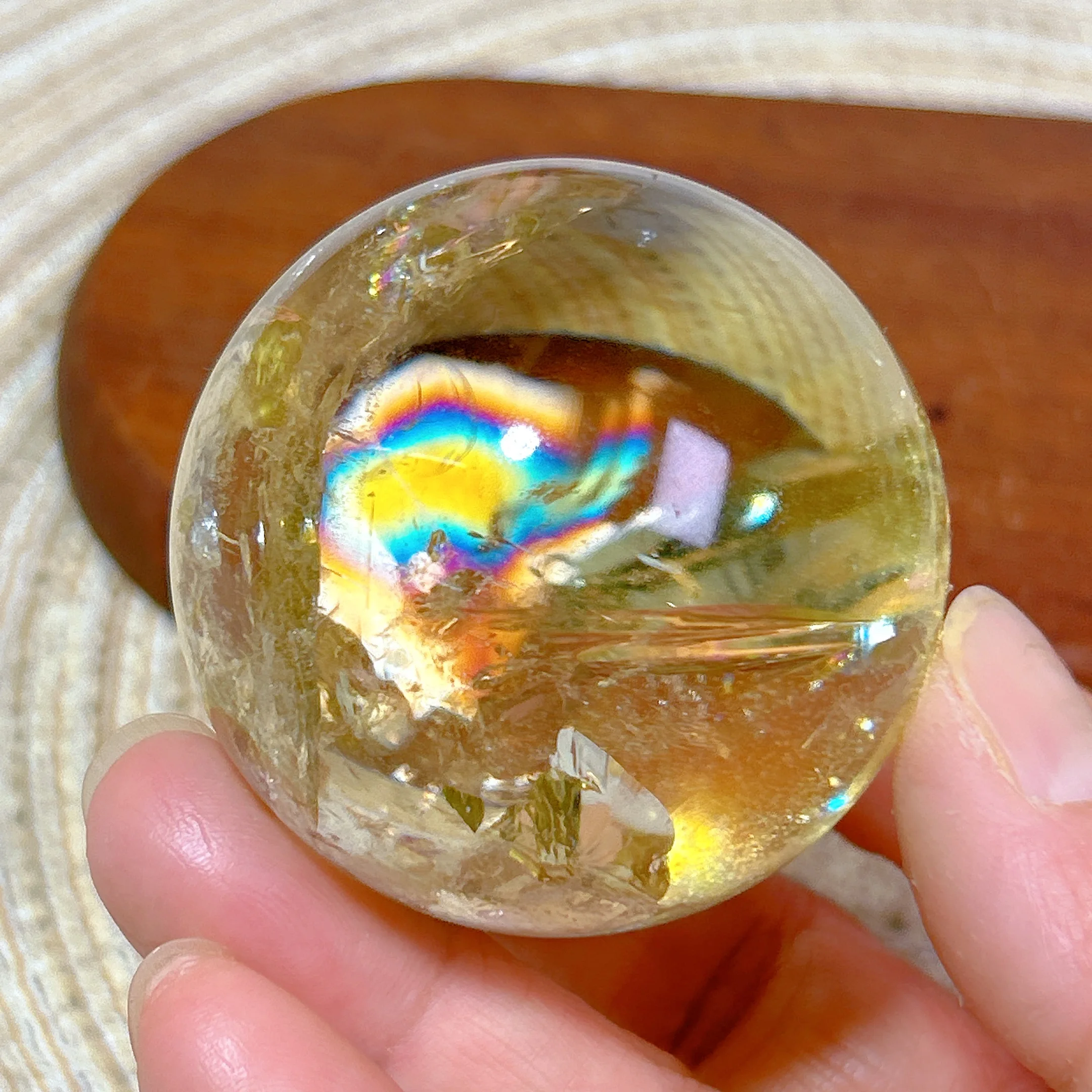 Healing Natural Crystal Brazil Smokey Citrine Quartz Sphere Rainbow Polished Ball High Quality Precious Home Decoration Gift