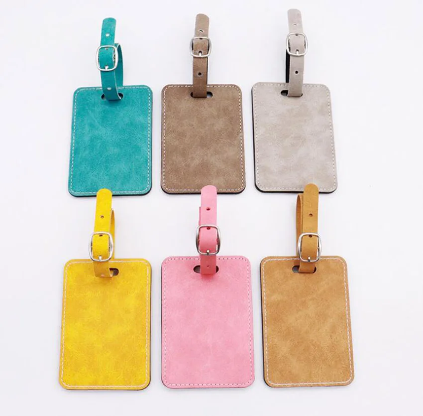 

DHL100pcs Sublimation DIY White Double Sided Blank Color Prints PU Travel Luggage Tag