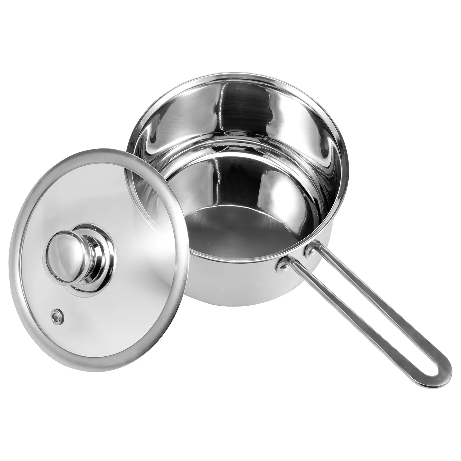 

3-литровая кастрюля со стеклянной крышкой, маленькая кастрюля для молока с антипригарным покрытием из нержавеющей стали, портативная мини-кастрюля для соуса без покрытия для подогрева молока