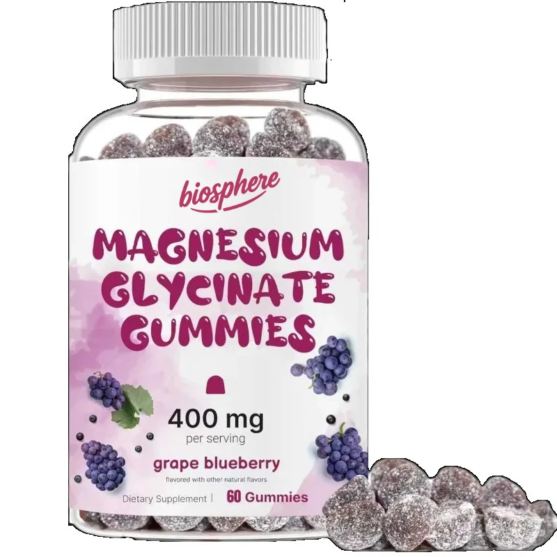 Magnesium glycinate gummies 400mg/serving -60 gummies for muscle and bone health support supplements