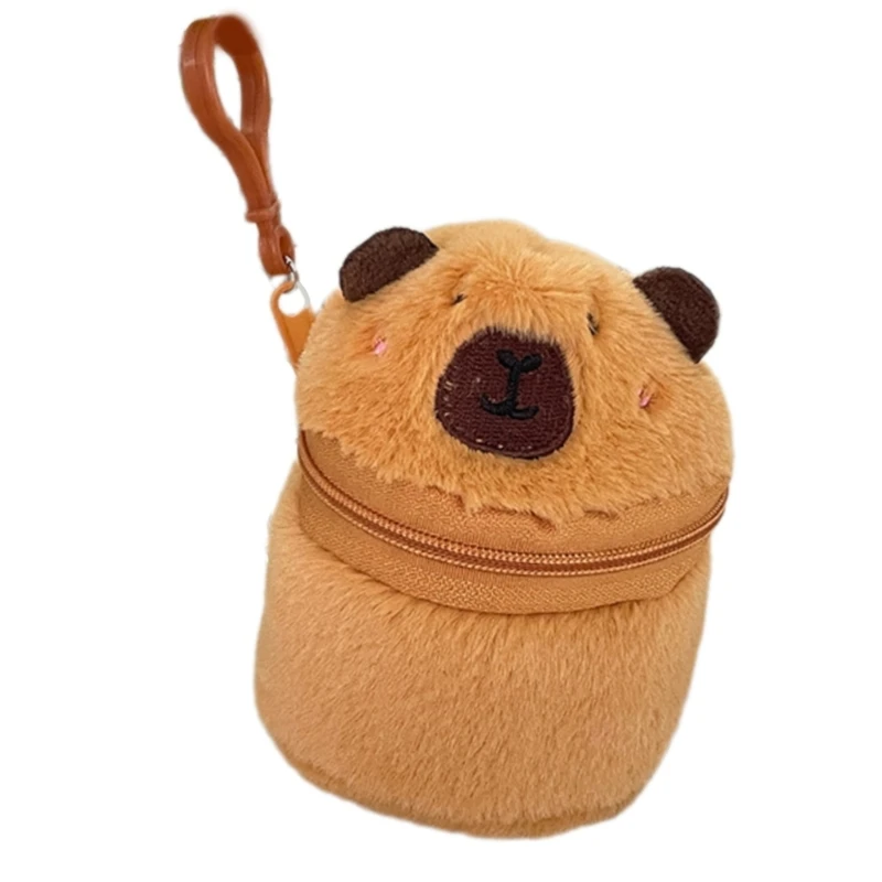 

A3PE Headphone Storage Bag Lovely Capybara Coin Purse Pendant Coin Money Bag Plush Wallets Cartoon Animal Change Purse