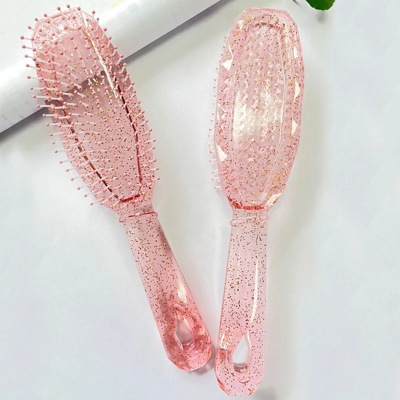 Peines brillantes transparentes para niñas, peine de masaje del cuero cabelludo, cepillo de pelo, peine de diente ancho, herramientas de peinado de peluquería de salón, regalo