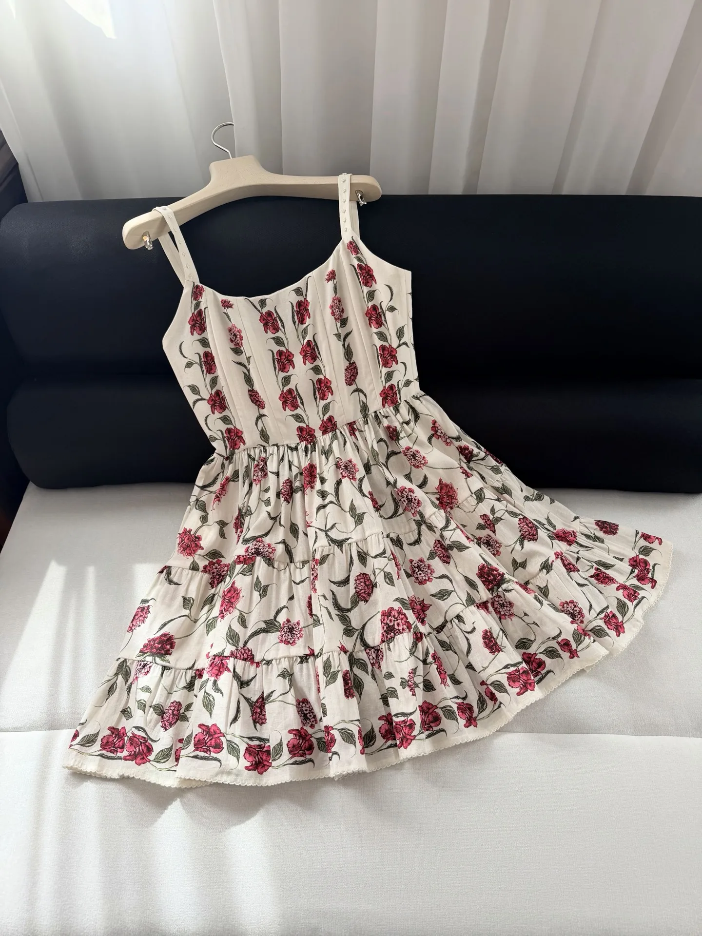 

White Red Floral Print Sleeveless Mini Dress 2026 High Quality