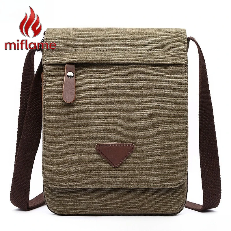 

Men's Canvas Messenger Bag Slim Vintage Crossbody Compact Outdoor Casual Shoulder Bag