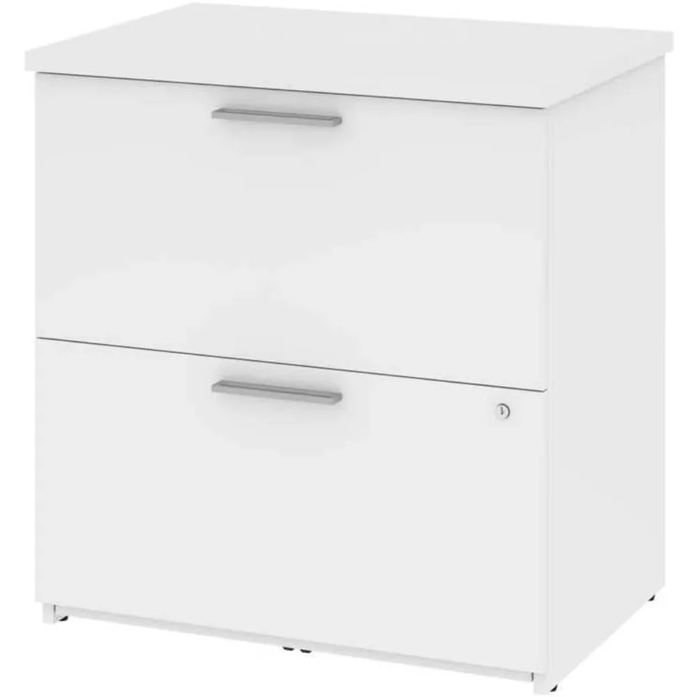 White Chocolate Finish 29W Lateral File Cabinet with Universal Storage Solutions