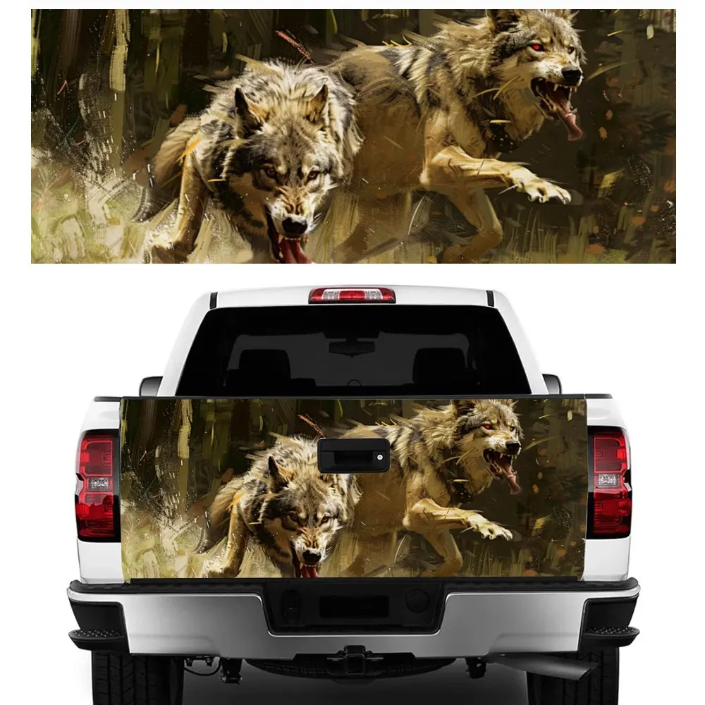 Fierce Wolf with Sharp Teeth Car Tail Trunk Protect Vinly Decal Auto Accessories Hood Decoration Sticker for Off-road Pickup