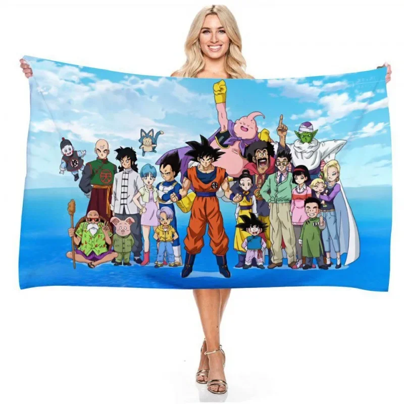 Dragon Ball Z Son-Goku Bath Towel Vegeta Anime Cartoon Shower Beach Towel Blanket 3D Printed Quick Dry Microfiber Washcloth Gift