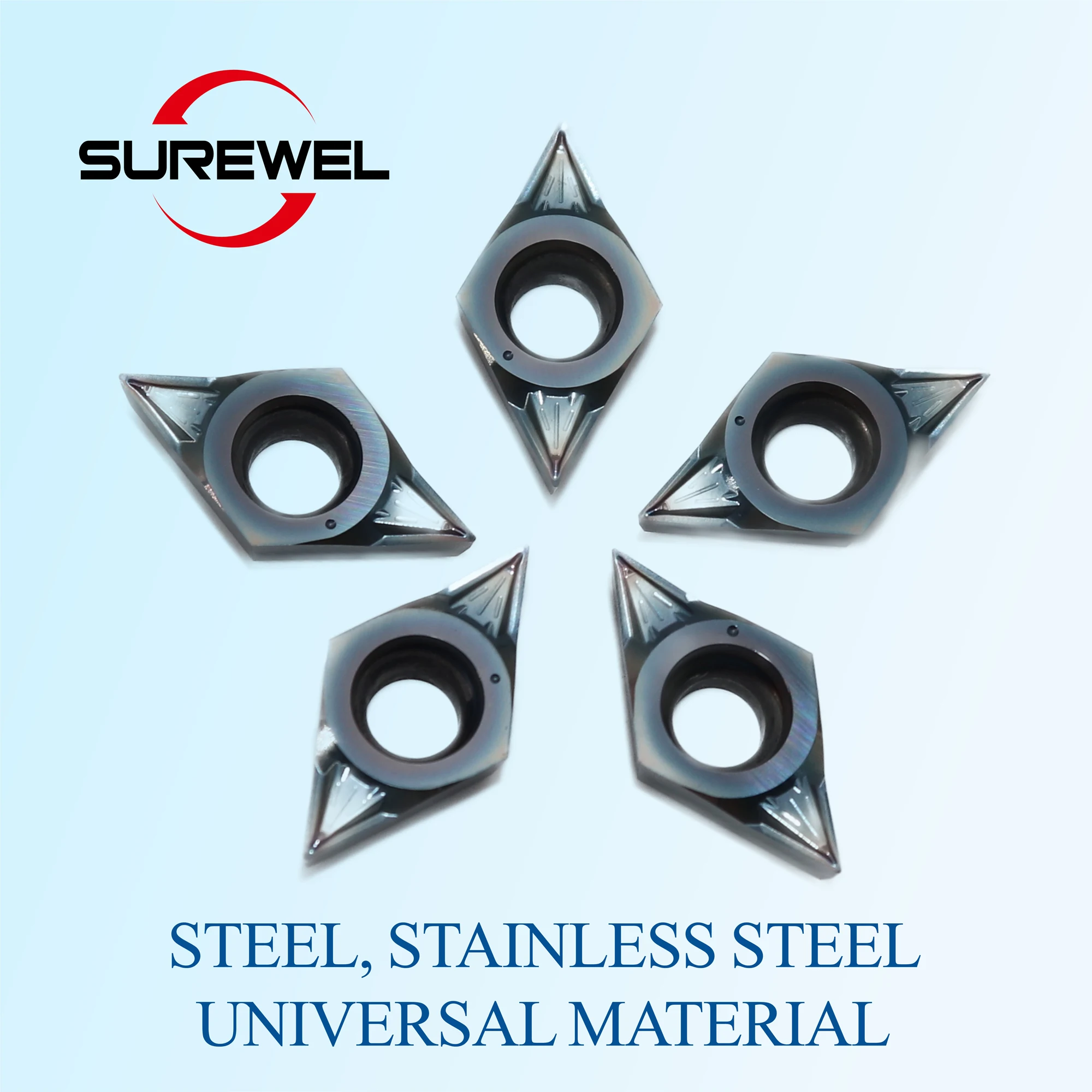 SUREWEL 10PCS CNC stainless steel turning inserts DCGT070202 DCGT070204 DCGT11T302 DCGT11T304 internal hole fine turning inserts