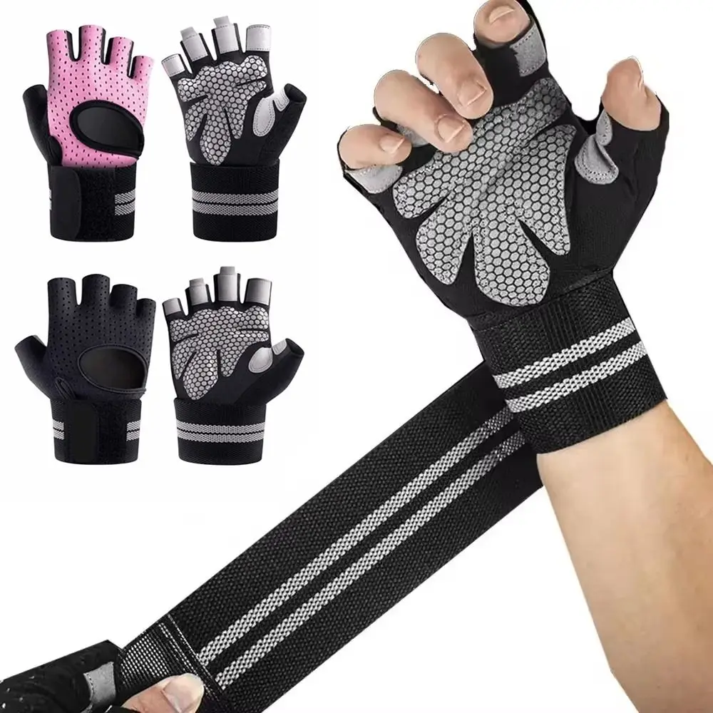 

Перчатки для тренировок без пальцев с полупальцами Дышащие износостойкие мужские перчатки без пальцев Противоскользящая подушечка Противоударные велосипедные перчатки