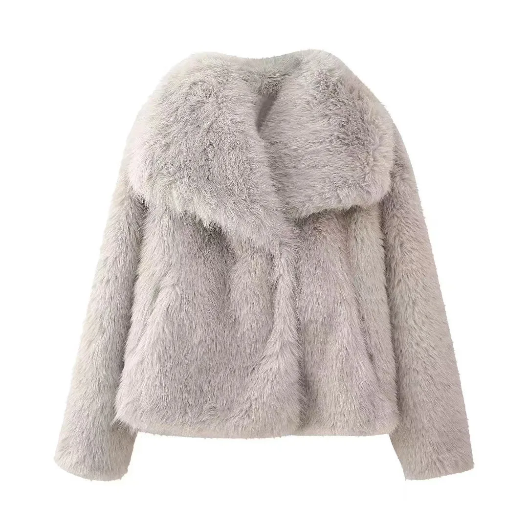 Pocket Coat No Hood Regular Length Elegant with Regular Sleeve Winter Long Sleeve European and American Style Women Jacket