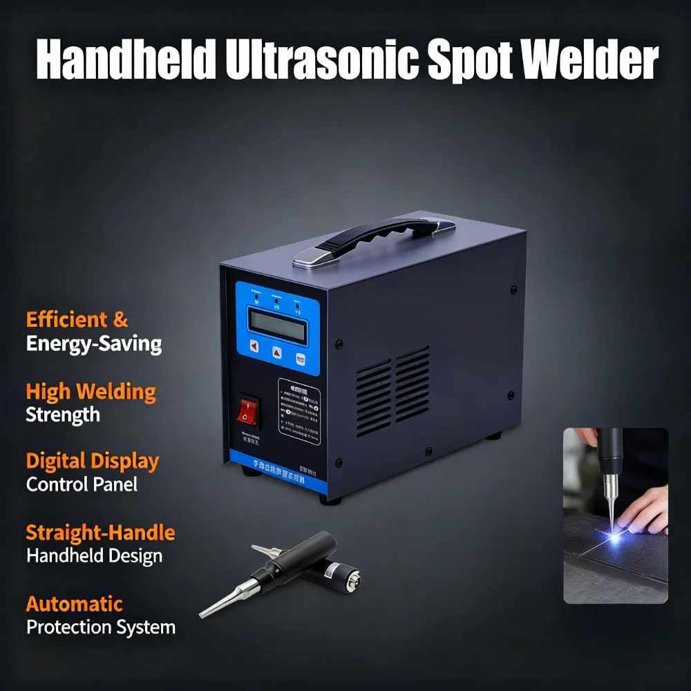 220V Handheld Ultrasonic Spot Welder Portable Plastic Welding Machine Digital Display PVC ABS Fabric Riveting Auto Interior Tool
