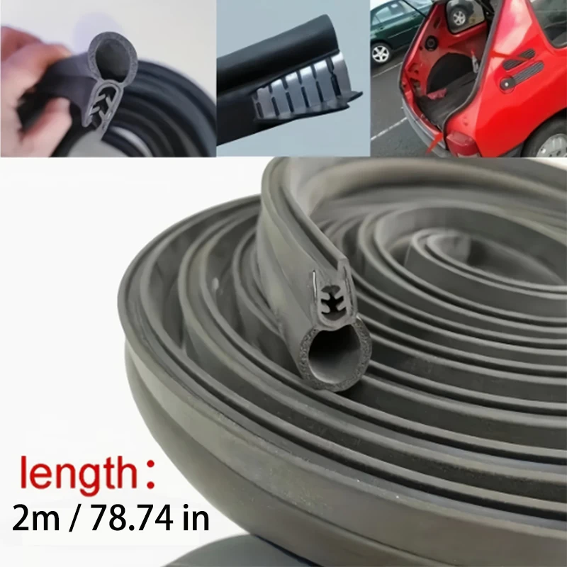 2m Car Door Sealing Strip Noise Insulation Rubber Seals Dust Anti-collision Auto Seal Trunk Engine Door Seal Tailgate Seal Kit