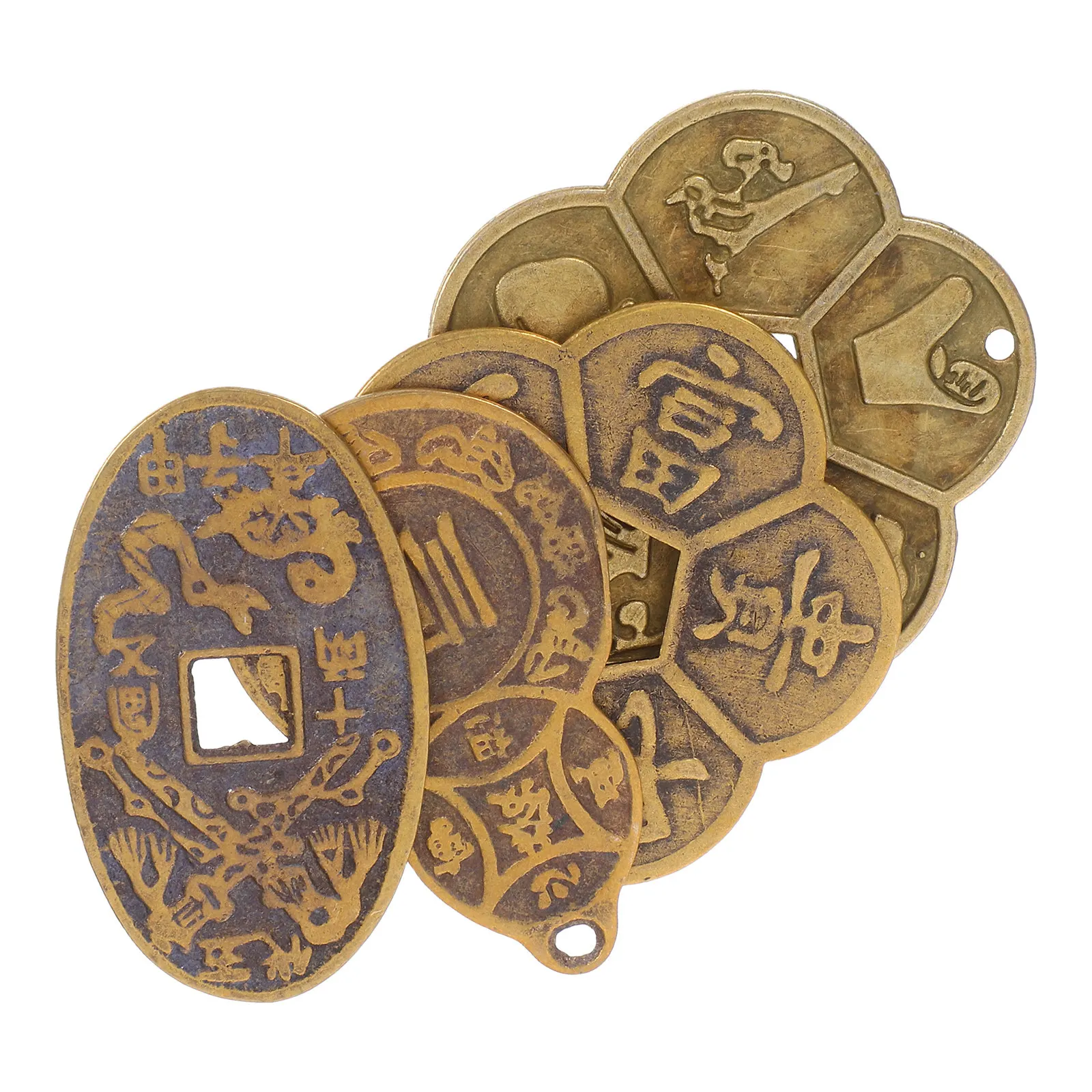 

4Pcs Feng Shui Brass Divination Coins Chinese Luck Coin Multi-Function Craft Decoration Ancient Fortune Telling Prop
