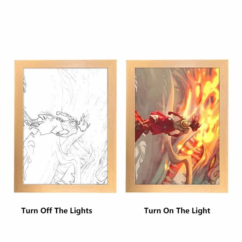 Bandai One Piece Luffy Zoro Kreativer Fotorahmen Nachtlicht Spielzeug Anime-Charakter Cartoon-Geschenk Tischlampe Nachtlicht Gemälde