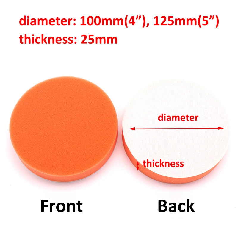 1pcs 4" 5" Car Polishing Pads Sponge Polishing Buffing Waxing Pad Kit Tool For Car Polisher Buffer Auto Care Orange Disc