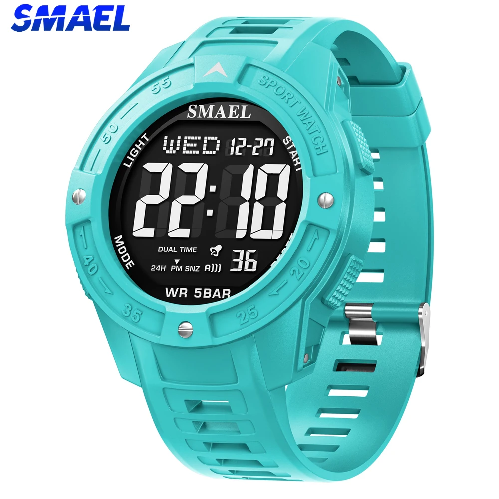 

SMAEL спортивные роскошные мужские наручные часы со светодиодным дисплеем, цифровые часы с датой недели, светодиодные светящиеся мужские часы, электронные кварцевые мужские часы