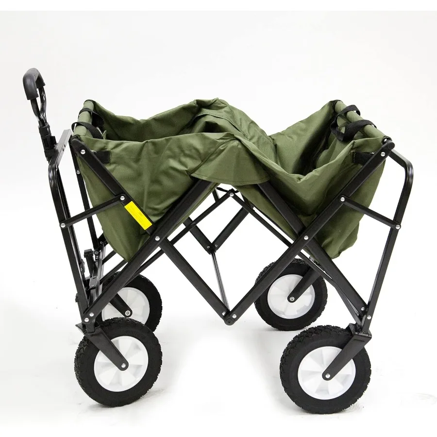 Chariot utilitaire de jardin pliant à cadre en acier vert pour transporter des outils de jardin, des plantes et des déchets de cour avec un Design Durable et