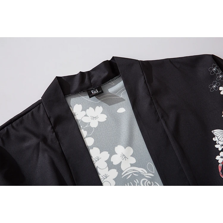 بلوزة خارجية كيمونو سوداء كلاسيكية جاهزة للنساء والرجال ملابس هاراجوكو يابانية فضفاضة للجنسين #3