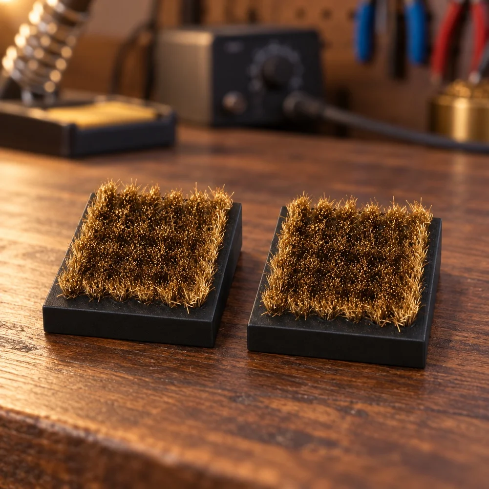 2PCS Copper Wire Soldering Iron Tip Cleaner Brush No Water Required For Welding Desoldering Station Maintenance Tool