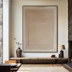Large Beige Texture Abstract Handmade Painting Wall Art Abstract Minimalist Painting on Canvas Beige Neutral Living Room Decor