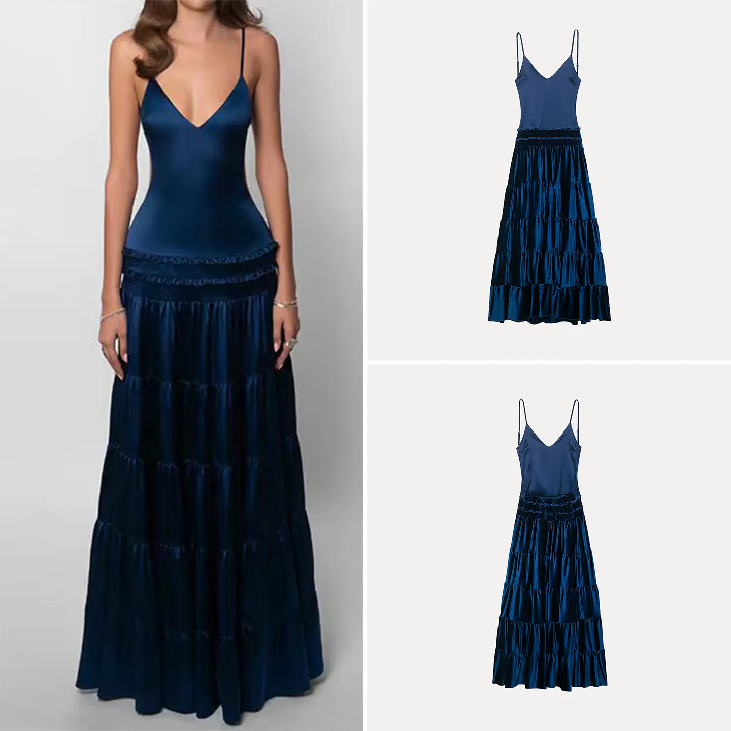 

Модное однотонное облегающее платье-боди с V-образным вырезом для женщин, новинка зимы 2025