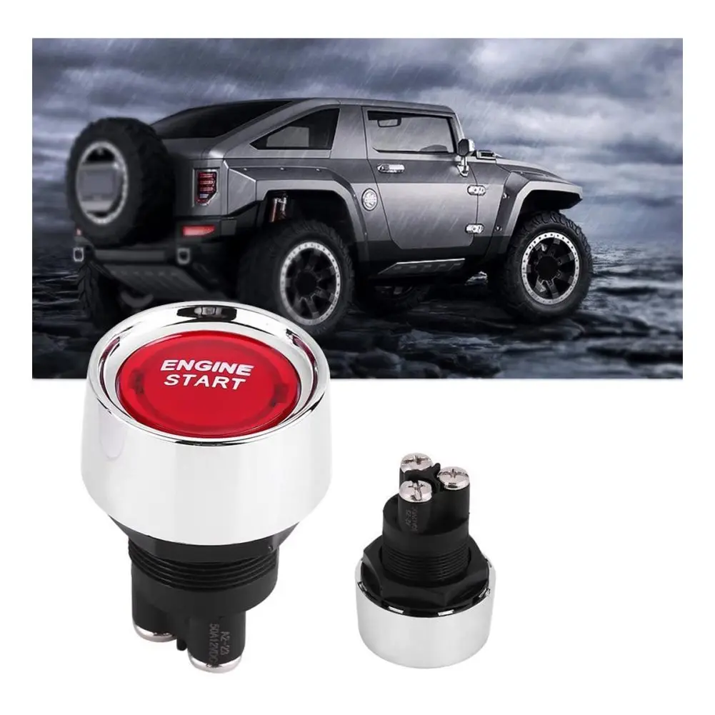 Car Engine Push Button Switch With LED Light Instant Engine Start Ignition Switch Keyless Button For 12V24V Marine Vehicles