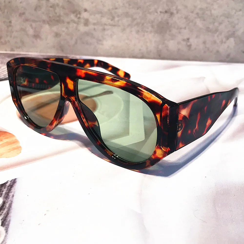 New Fashion Sunglasses for Men Vintage Oversized Oval Green Brown Gradient Sun Glasses Ladies Trendy Elegant Shades UV400