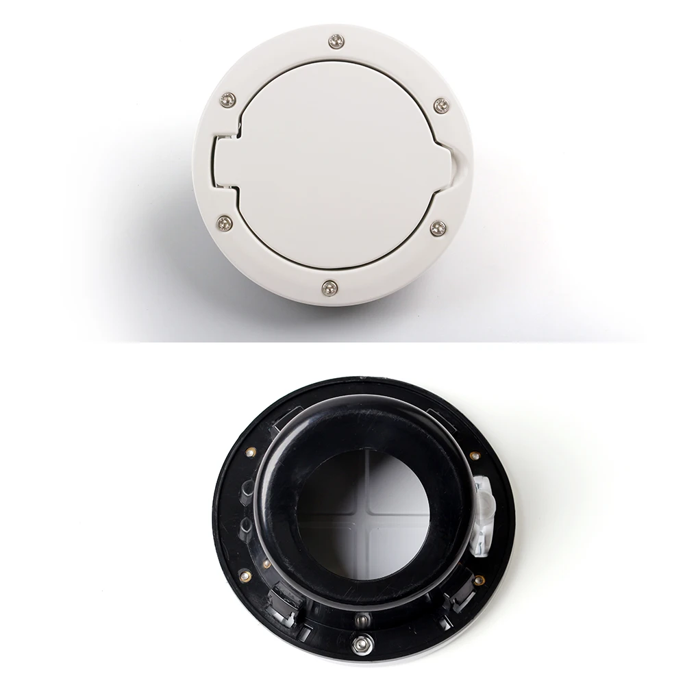 JK Tapa de llenado de combustible Tapa de gas Aleación de aluminio Puerta del tanque de gas Accesorios exteriores para Jeep Wrangler 2007-2018 JK JKU, blanco