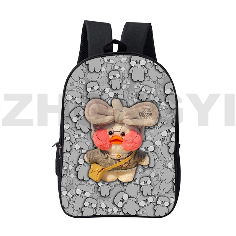 Large Capacity 3D Cute Lalafanfan Duck Backpacks High Student Canvas Schoolbag 16 Inch Top Quality Shoulder Bag Travel Rucksack